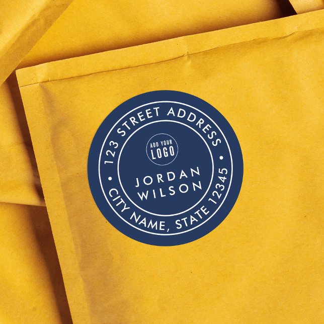 Sticker Rond Ajouter un logo rond à double bordure Adresse coul (Créateur téléchargé)