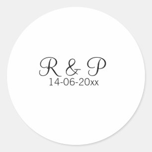 Sticker Rond Ajouter un nom de couple monogramme ajouter date a
