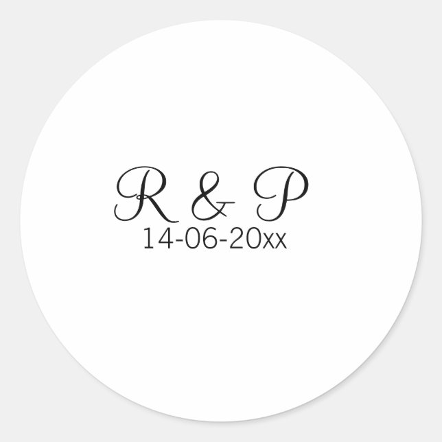 Sticker Rond Ajouter un nom de couple monogramme ajouter date a (Devant)