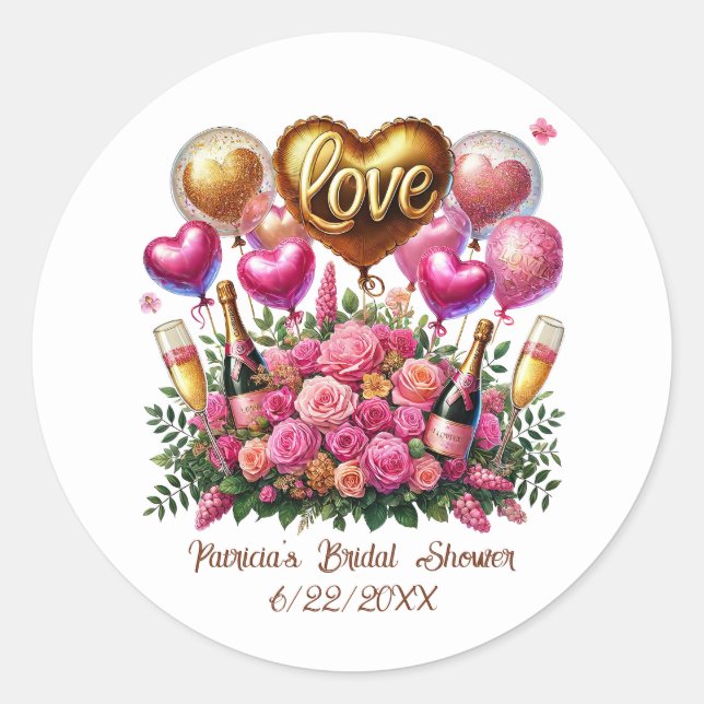 Sticker Rond Ajouter un nom de date de douche de mariée  (Devant)