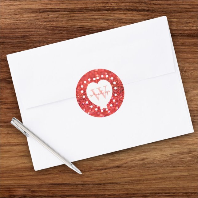 Sticker Rond Ajouter Un Nom Monogramme Parties scintillant Cora (orange bokeh monogram 1.5" sticker)