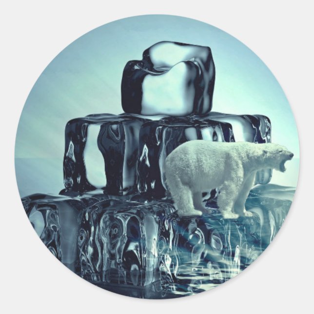 Sticker Rond Ajouter Un SLOGAN Pour Sauver La Planète Ours Pola (Devant)