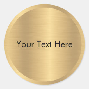 Sticker Rond Ajouter un texte Faux aspect métallisé or Modèle v