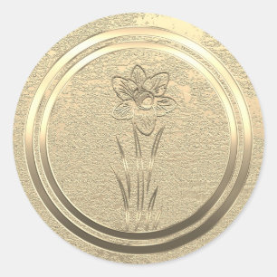 Sticker Rond Ajouter un texte Gold Daffodique mars
