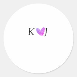 Sticker Rond Ajouter une lettre de nom de couple mariage rose c