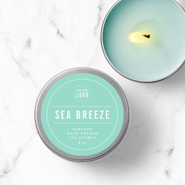 Sticker Rond Ajouter votre logo Bordure et lignes blanches Coul (Créateur téléchargé)