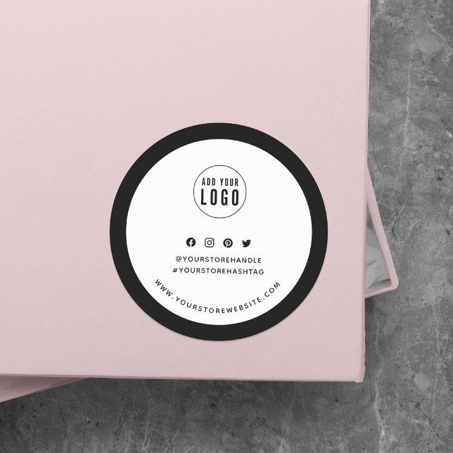 Sticker Rond Ajouter Votre Logo Bordure Personnalisée Social Me (Créateur téléchargé)