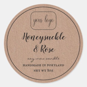 Sticker Rond Ajouter votre logo bougie de soja look papier Kraf