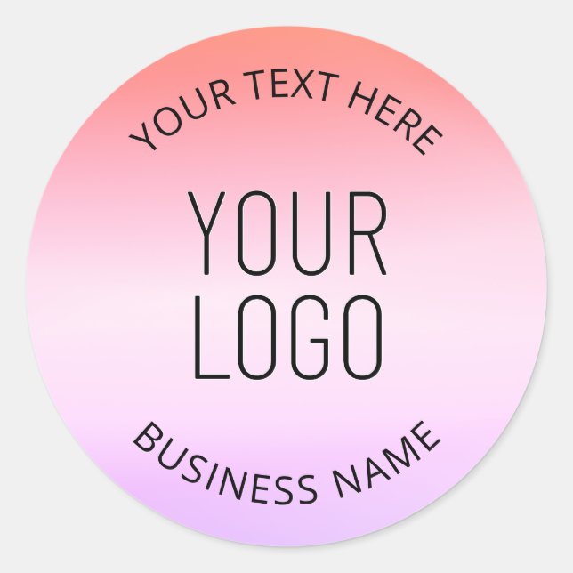 Sticker Rond Ajouter votre logo | Couleurs dégradées du coucher (Devant)