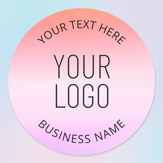 Sticker Rond Ajouter votre logo | Couleurs dégradées du coucher (Créateur téléchargé)