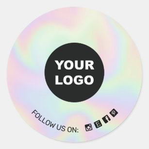Sticker Rond Ajouter Votre Logo Holographe Les Icônes Des Média