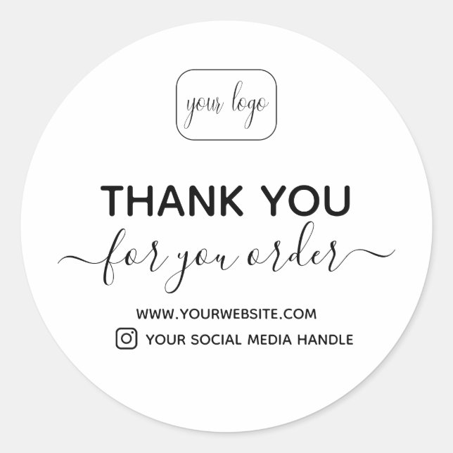 Sticker Rond Ajouter votre logo | merci pour votre commande (Devant)