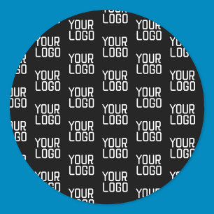 Sticker Rond Ajouter votre logo Répéter Motif Modèle modifiable