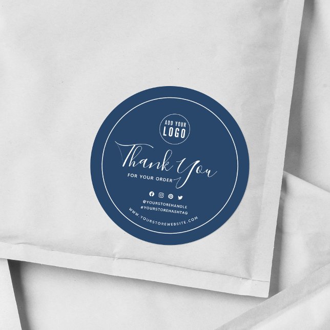 Sticker Rond Ajouter votre logo Social Media Merci Couleur pers (Créateur téléchargé)