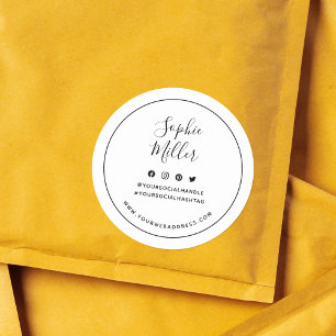 Sticker Rond Ajouter votre nom Bordure noire Marque des médias 