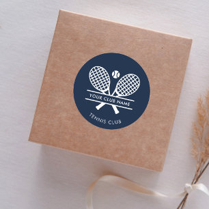 Sticker Rond Ajouter Votre Nom Club Tennis Sports Marine Blue
