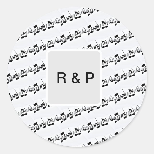 Sticker Rond Ajouter votre nom couple notes musicales battement (Devant)