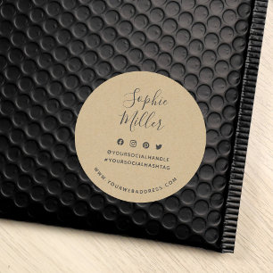 Sticker Rond Ajouter Votre Nom Social Media Branding Rustic Kra