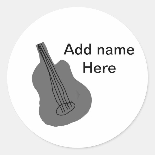 Sticker Rond Ajouter votre nom texte brun acoustique guitare éd (Devant)