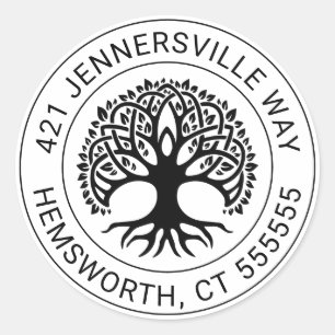 Sticker Rond Ajouter votre texte   Adresse de l'arbre celtique