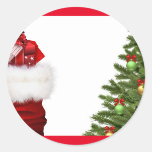 Sticker Rond Ajouter Votre Texte Arbre De Noël Et Cadeaux Vide