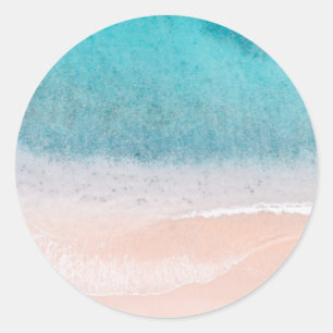 Sticker Rond Ajouter votre texte Blank Modèle Beach Sand Blue 