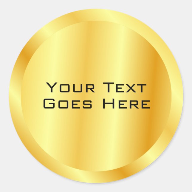 Sticker Rond Ajouter Votre Texte Modèle Personnalisé Faux Gold (Devant)