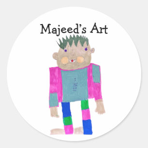 Sticker Rond Ajoutez le travail artistique de votre enfant à ce