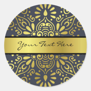 Sticker Rond Ajoutez simplement votre nom   Faux Gold Foil Mand