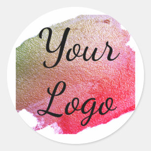 Sticker Rond ajoutez votre logo site web rose vert or simple mi