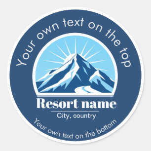Sticker Rond Ajoutez votre nom de station de ski ou de montagne