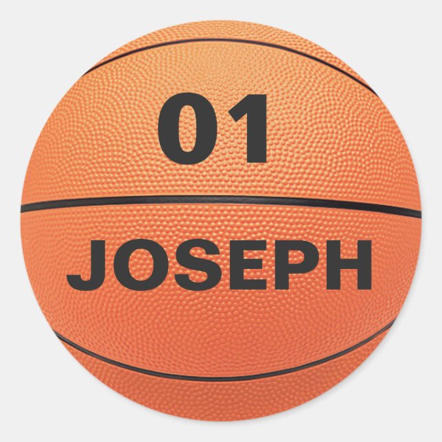 Sticker Rond Ajoutez votre nom et votre numéro Modèle Basketbal (Devant)