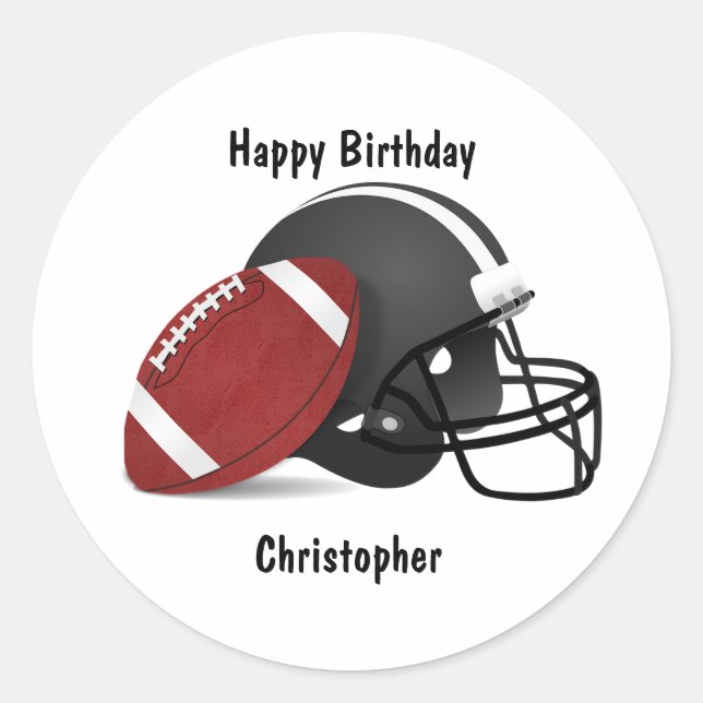 Sticker Rond Ajoutez votre nom Joyeux Anniversaire Football (Devant)