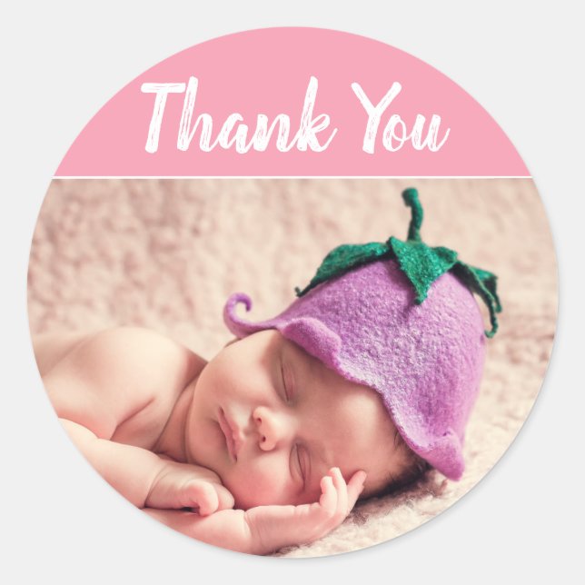 Sticker Rond Ajoutez votre propre photo Baby Girl Douche Sticke (Devant)