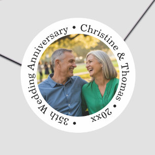 Sticker Rond Ajoutez votre propre photo de couple 35e anniversa