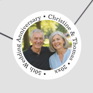 Sticker Rond Ajoutez votre propre photo de couple 50e anniversa