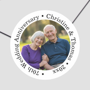 Sticker Rond Ajoutez votre propre photo de couple 70e anniversa