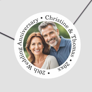 Sticker Rond Ajoutez votre propre photo de couple pour le 20e a