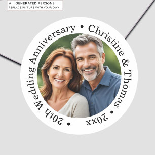 Sticker Rond Ajoutez votre propre photo de couple pour le 20e a