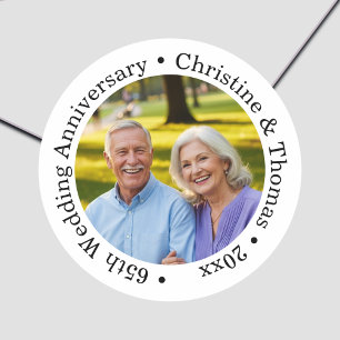 Sticker Rond Ajoutez votre propre photo de couple pour le 65e a