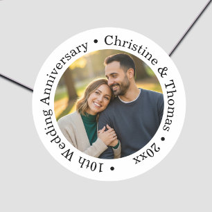 Sticker Rond Ajoutez votre propre photo de couple pour vos 10 a
