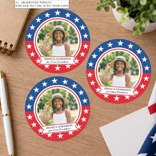 Sticker Rond Ajoutez Votre Propre Photo Élection du Président d