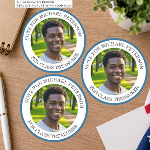 Sticker Rond Ajoutez Votre Propre Photo Élection du Trésorier d