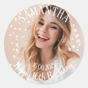 Sticker Rond Ajoutez votre propre photo personnalisée 16e anniv