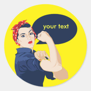 Sticker Rond Ajoutez votre propre texte à la riveteuse Rosie