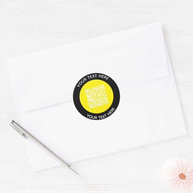 Sticker Rond Ajoutez votre propre texte de code QR rond Scan Mi (Enveloppe)