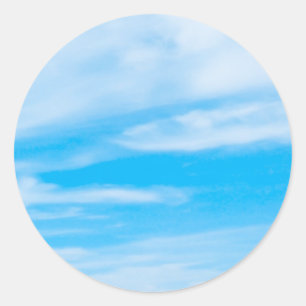 Sticker Rond Ajoutez Votre Texte Ici Modèle de Ciel Bleu Nuages