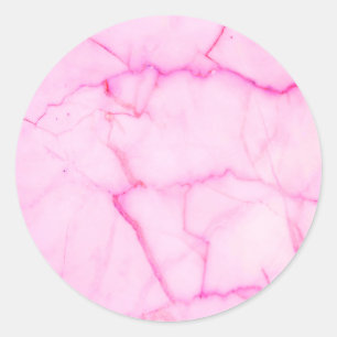 Sticker Rond Ajoutez Votre Texte Marbre Rose Pastel
