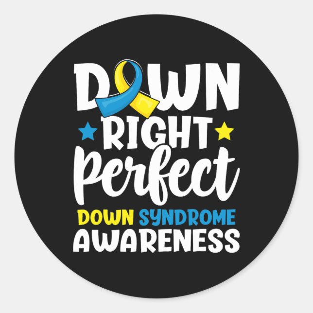 Sticker Rond Ajuster Parfait Down Syndrome Sensibilisation nouv (Devant)