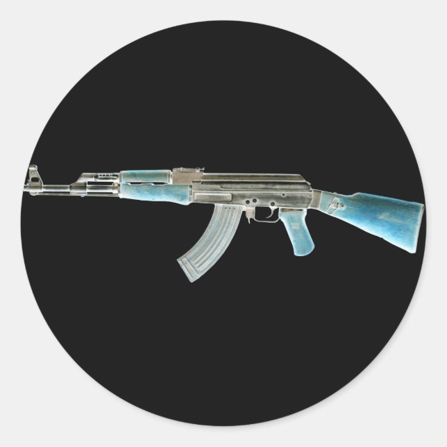 Sticker Rond AK-47 Bleu négatif (Devant)